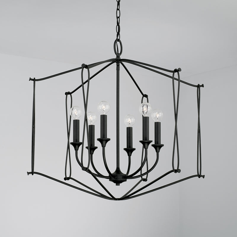 Capital Lighting 541661BI Six Light Foyer, Black Iron
