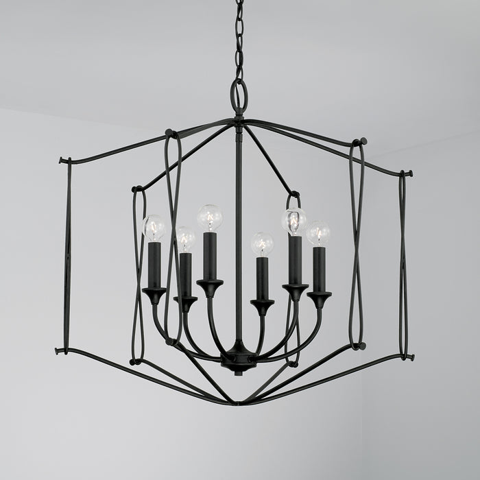 Capital Lighting 541661BI Six Light Foyer, Black Iron
