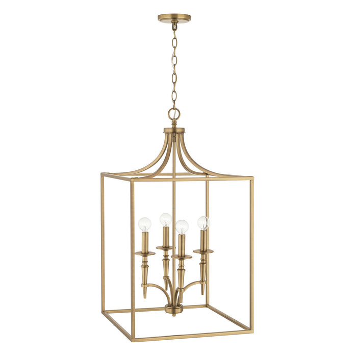 Capital Lighting 542641AD Four Light Foyer, Aged Brass