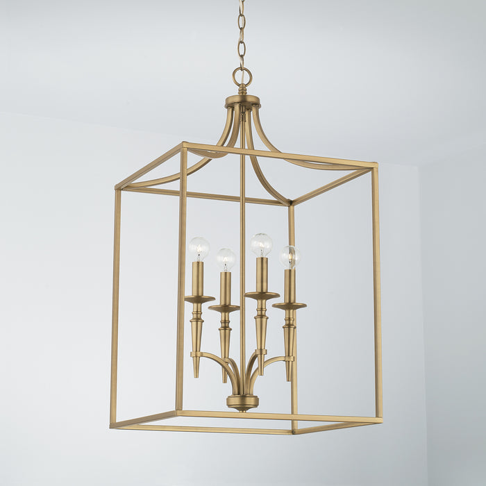 Capital Lighting 542641AD Four Light Foyer, Aged Brass