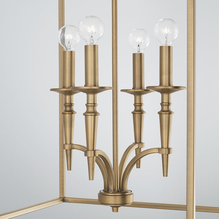 Capital Lighting 542641AD Four Light Foyer, Aged Brass