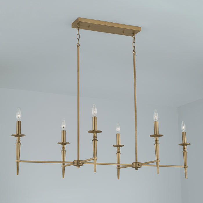 Capital Lighting 842661AD-701 Six Light Island Pendant, Aged Brass