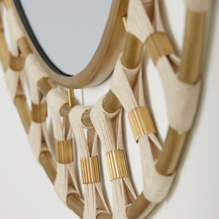 Capital Lighting 741102MM Mirror, Bleached Natural Rope and Patinaed Brass