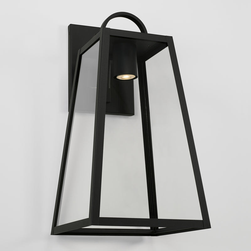 Capital Lighting 943713BK-GL One Light Outdoor Wall Lantern, Black