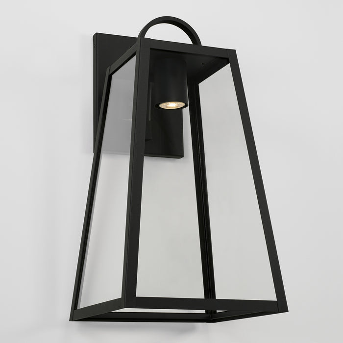 Capital Lighting 943713BK-GL One Light Outdoor Wall Lantern, Black