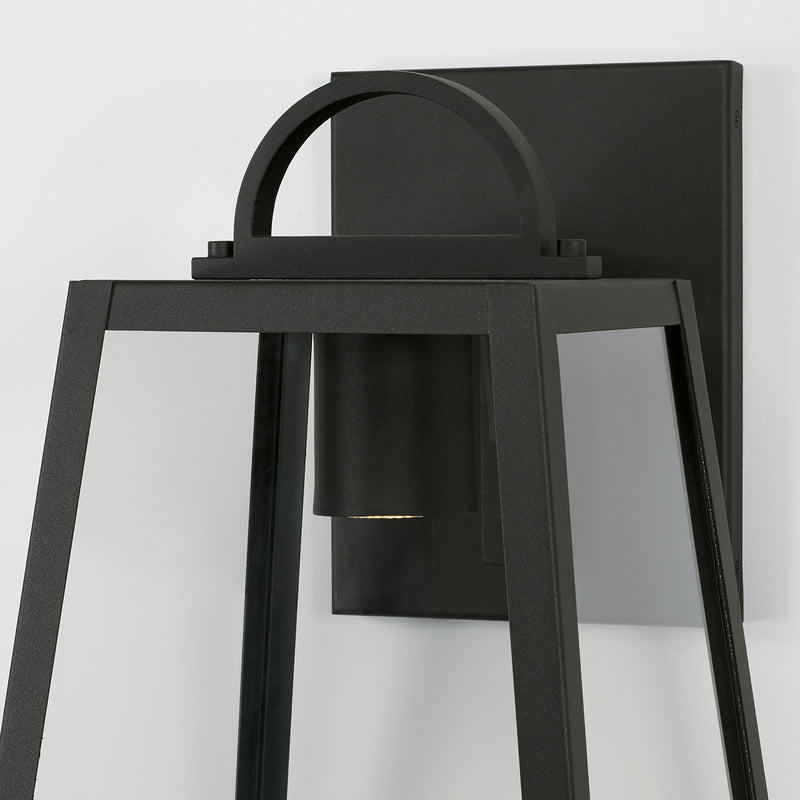Capital Lighting 943713BK-GL One Light Outdoor Wall Lantern, Black