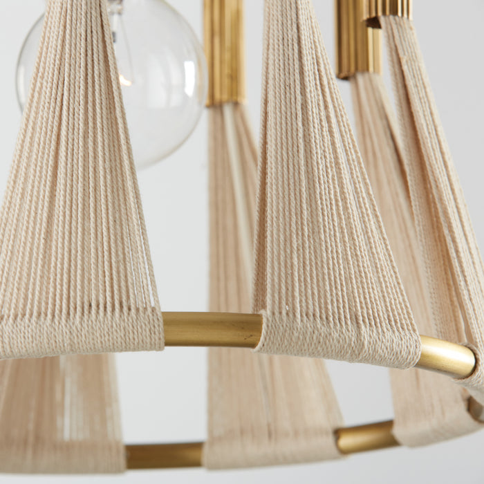 Capital Lighting 341111NP One Light Pendant, Bleached Natural Rope and Patinaed Brass
