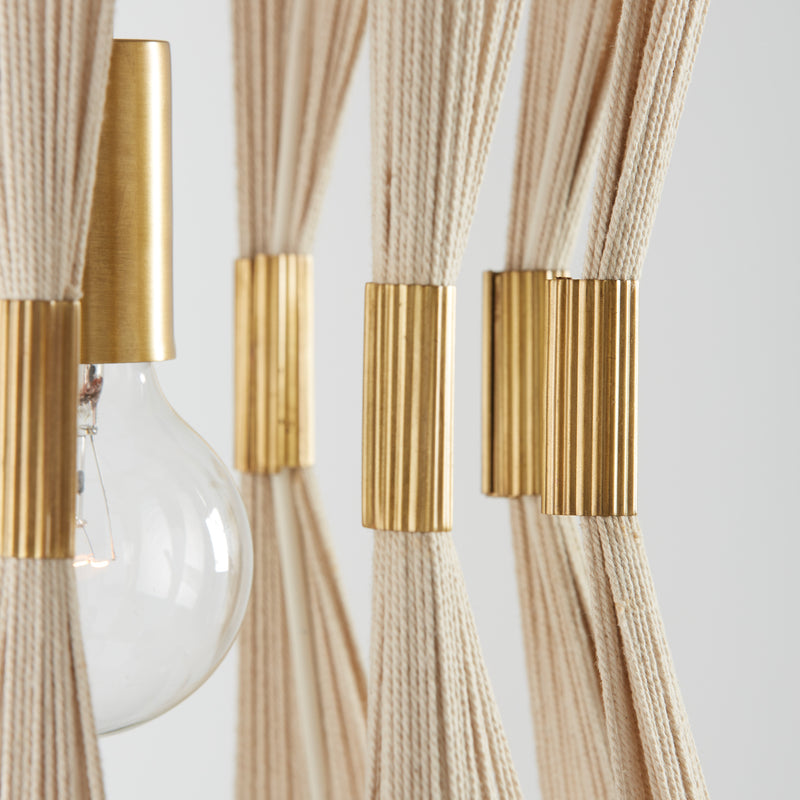 Capital Lighting 341111NP One Light Pendant, Bleached Natural Rope and Patinaed Brass