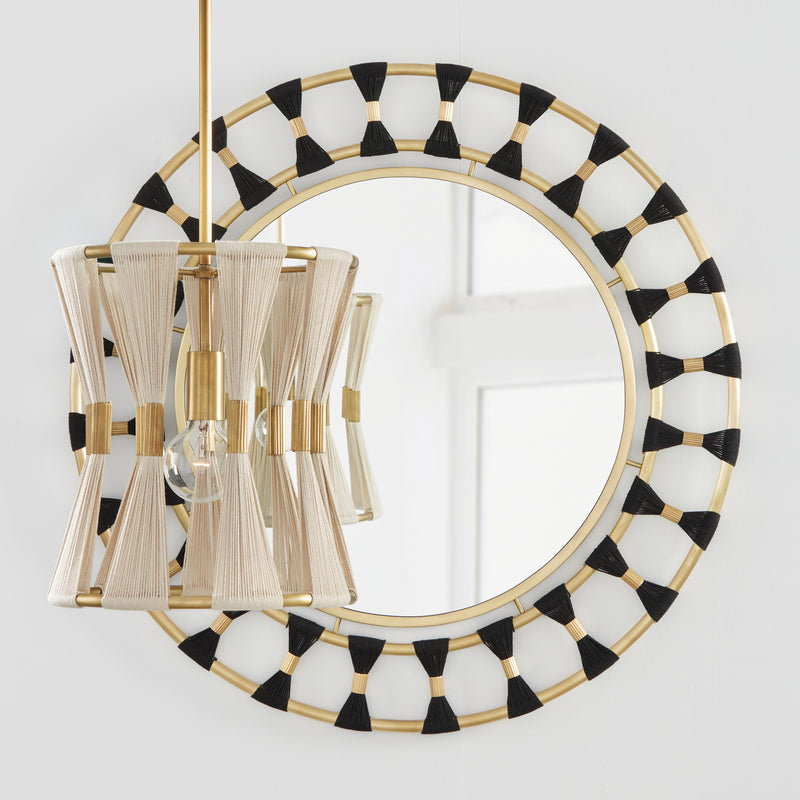 Capital Lighting 341111NP One Light Pendant, Bleached Natural Rope and Patinaed Brass