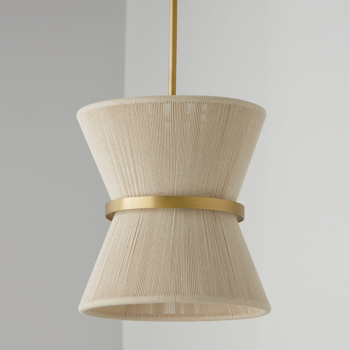 Capital Lighting 341211NP One Light Pendant, Bleached Natural Rope and Patinaed Brass