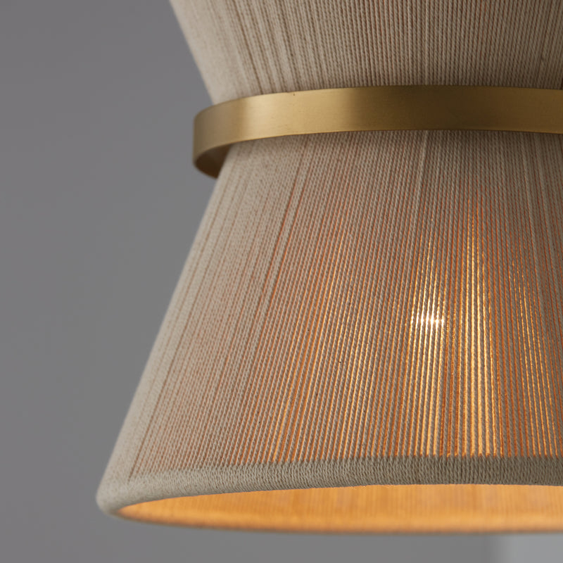 Capital Lighting 341211NP One Light Pendant, Bleached Natural Rope and Patinaed Brass