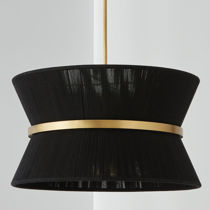 Capital Lighting 341281KP Eight Light Pendant, Black Rope and Patinaed Brass