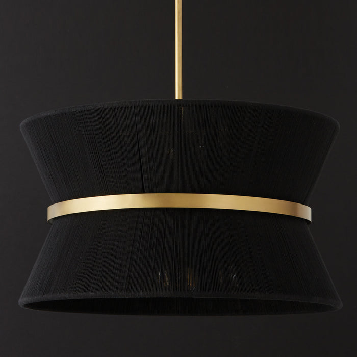 Capital Lighting 341281KP Eight Light Pendant, Black Rope and Patinaed Brass