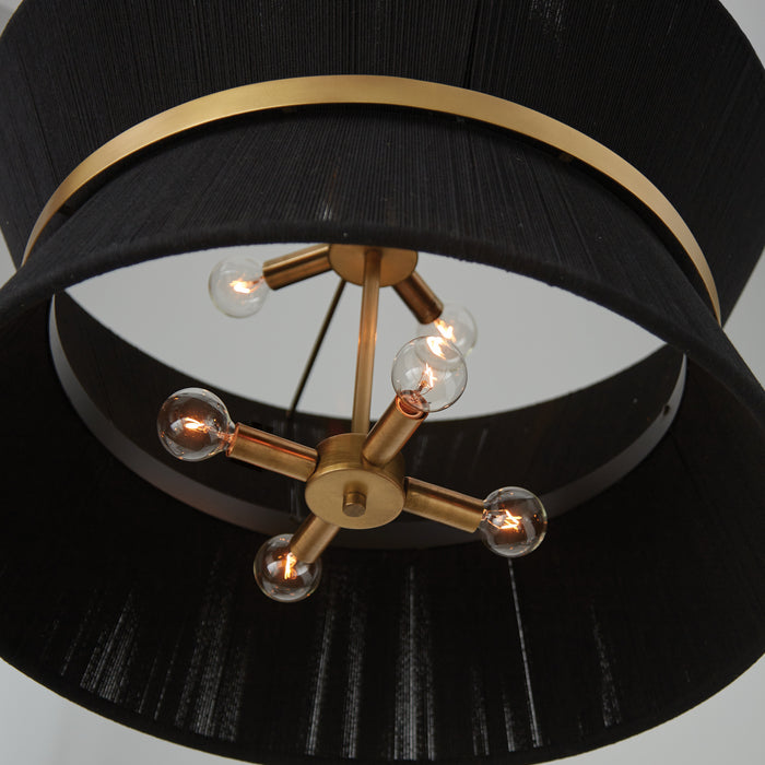 Capital Lighting 341281KP Eight Light Pendant, Black Rope and Patinaed Brass