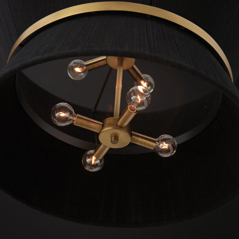 Capital Lighting 341281KP Eight Light Pendant, Black Rope and Patinaed Brass