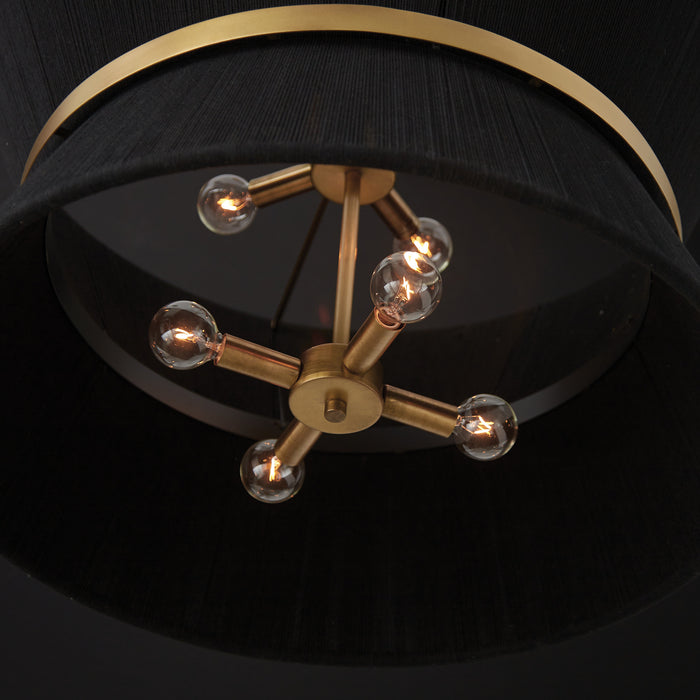 Capital Lighting 341281KP Eight Light Pendant, Black Rope and Patinaed Brass