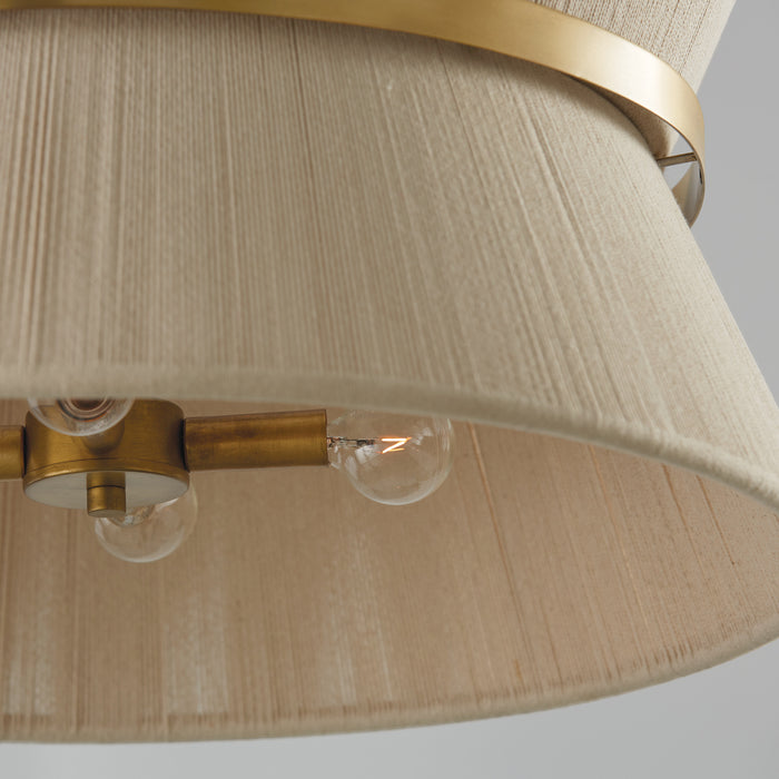 Capital Lighting 341281NP Eight Light Pendant, Bleached Natural Rope and Patinaed Brass