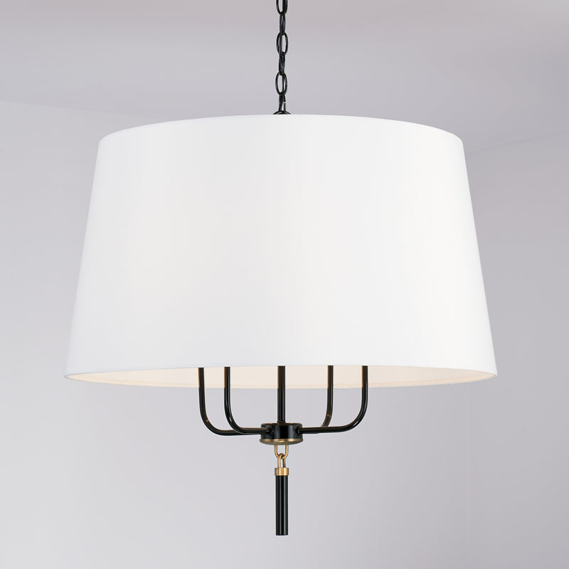 Capital Lighting 341941YA Four Light Pendant, Glossy Black and Aged Brass