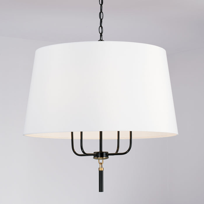 Capital Lighting 341941YA Four Light Pendant, Glossy Black and Aged Brass