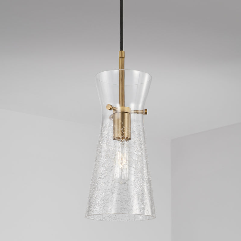 Capital Lighting 342411AD One Light Pendant, Aged Brass