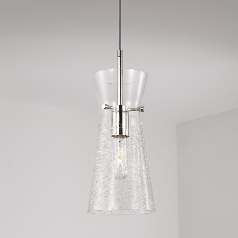 Capital Lighting 342411PN One Light Pendant, Polished Nickel