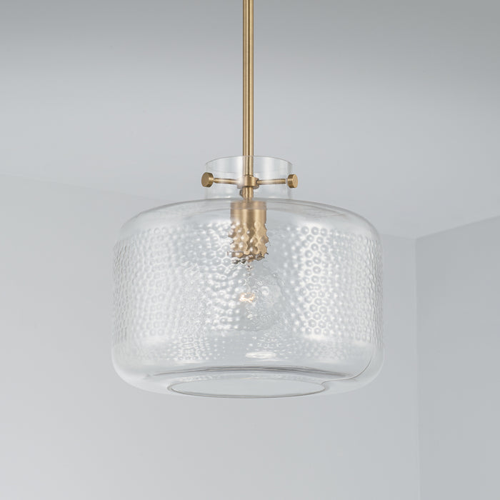 Capital Lighting 342512AD One Light Pendant, Aged Brass