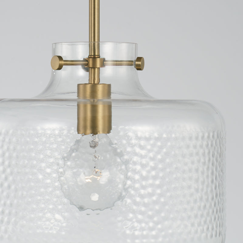 Capital Lighting 342512AD One Light Pendant, Aged Brass