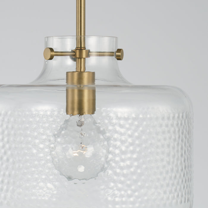Capital Lighting 342512AD One Light Pendant, Aged Brass