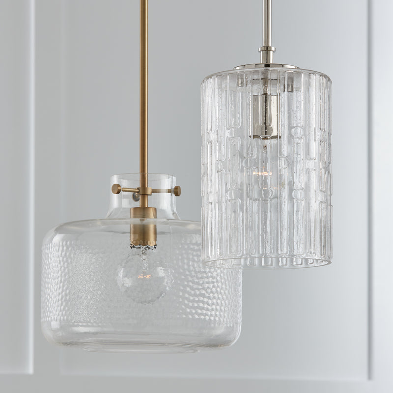 Capital Lighting 342512AD One Light Pendant, Aged Brass