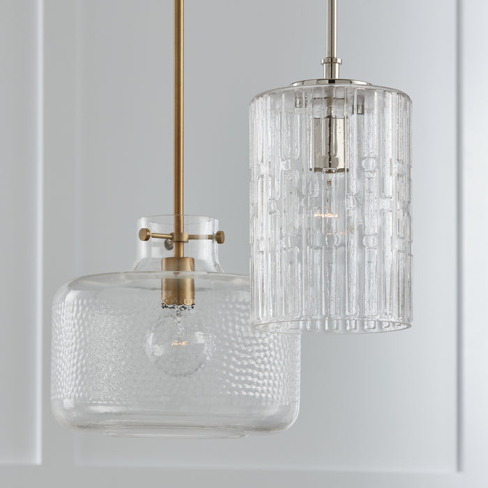 Capital Lighting 342512AD One Light Pendant, Aged Brass