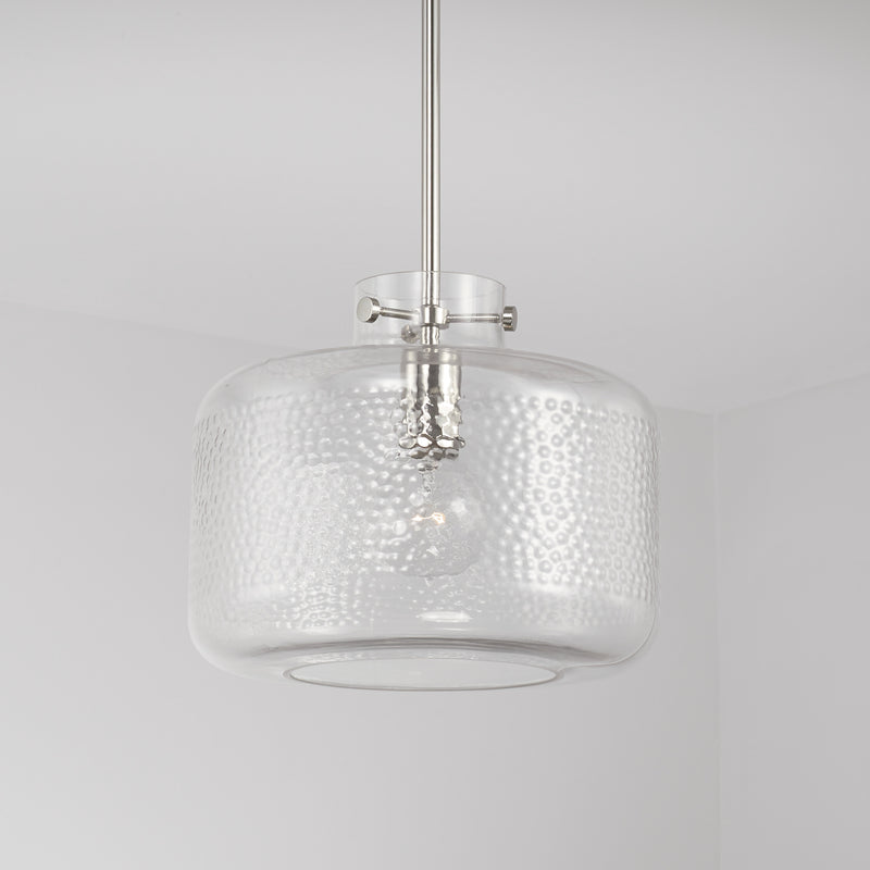 Capital Lighting 342512PN One Light Pendant, Polished Nickel