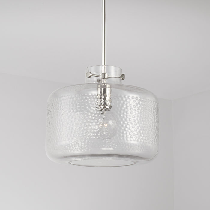 Capital Lighting 342512PN One Light Pendant, Polished Nickel
