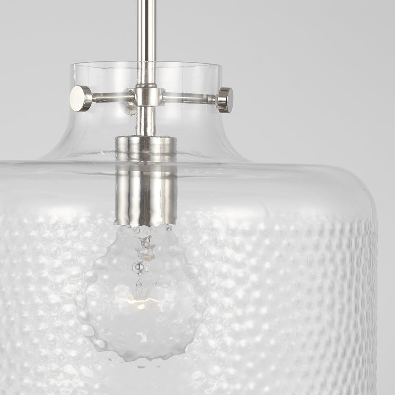 Capital Lighting 342512PN One Light Pendant, Polished Nickel