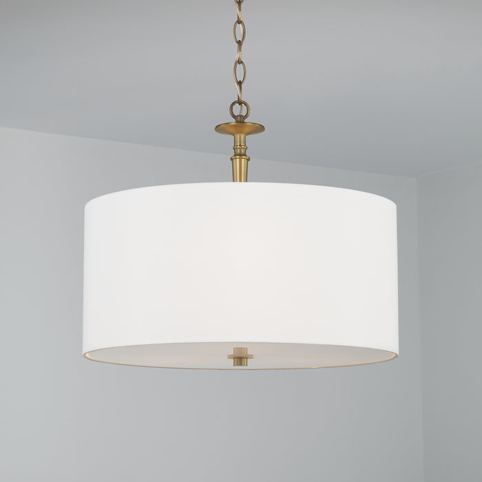 Capital Lighting 342631AD Three Light Pendant, Aged Brass