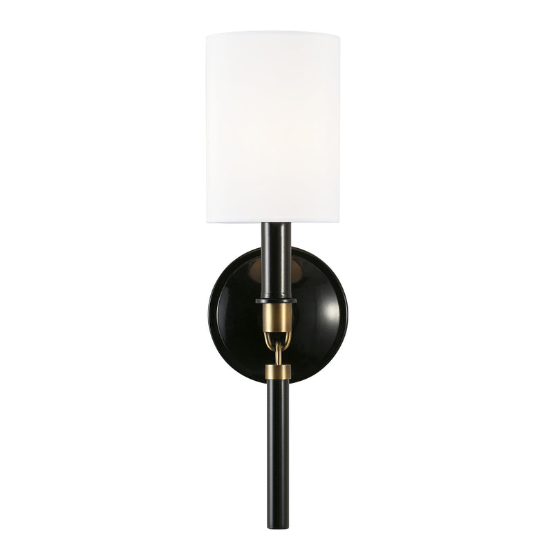 Capital Lighting 641911YA-700 One Light Wall Sconce, Glossy Black and Aged Brass