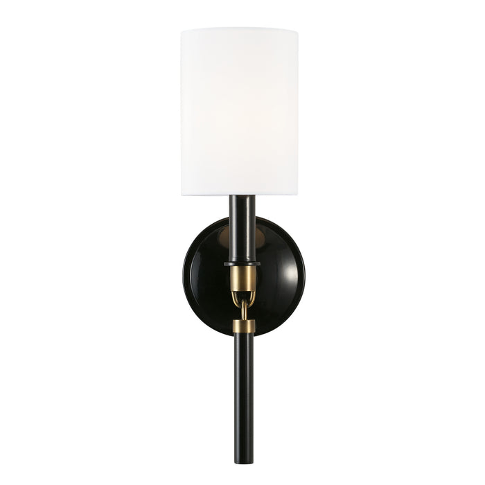 Capital Lighting 641911YA-700 One Light Wall Sconce, Glossy Black and Aged Brass