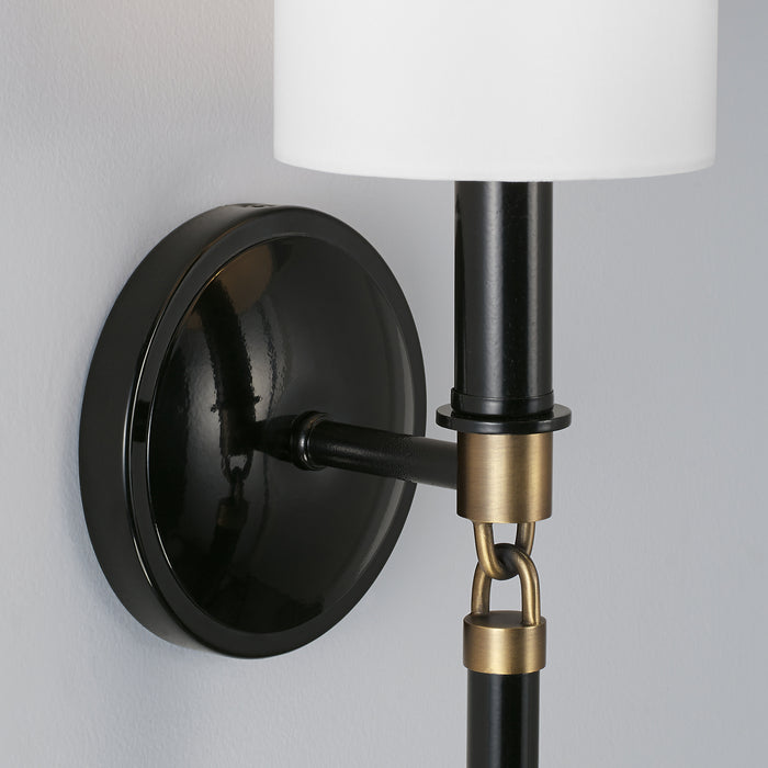 Capital Lighting 641911YA-700 One Light Wall Sconce, Glossy Black and Aged Brass