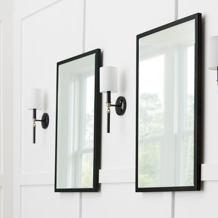 Capital Lighting 641911YA-700 One Light Wall Sconce, Glossy Black and Aged Brass