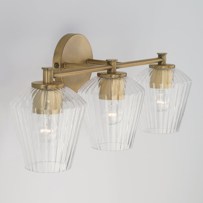 Capital Lighting 141431AD-507 Three Light Vanity, Aged Brass