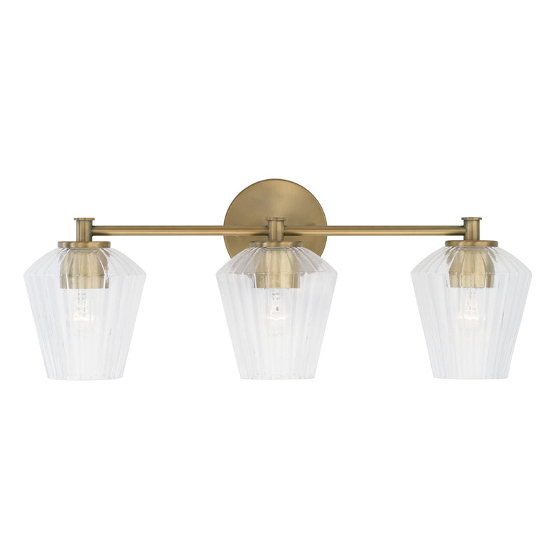 Capital Lighting 141431AD-507 Three Light Vanity, Aged Brass