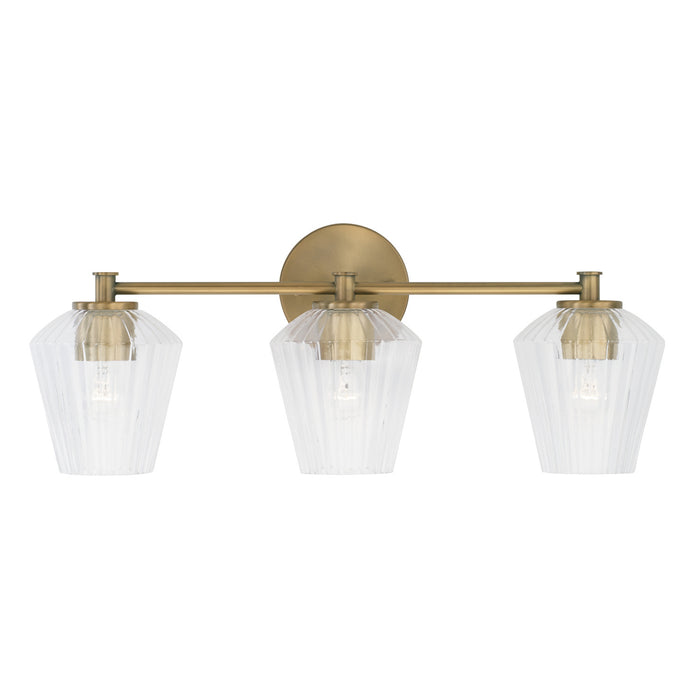 Capital Lighting 141431AD-507 Three Light Vanity, Aged Brass