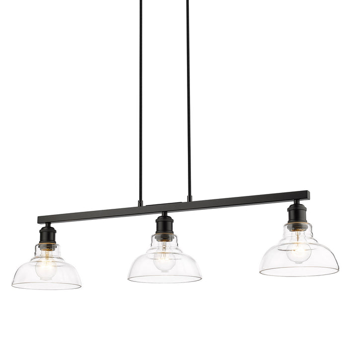 Golden 0305-3SF BLK-CLR Three Light Semi-Flush Mount, Matte Black