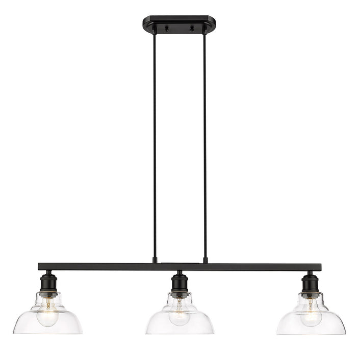 Golden 0305-3SF BLK-CLR Three Light Semi-Flush Mount, Matte Black