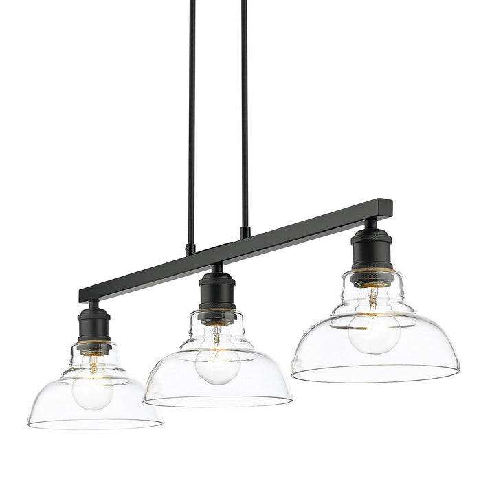 Golden 0305-3SF BLK-CLR Three Light Semi-Flush Mount, Matte Black
