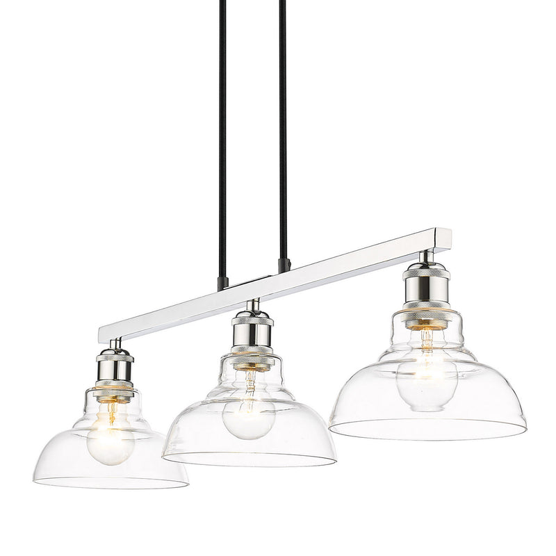 Golden 0305-3SF CH-CLR Three Light Semi-Flush Mount, Chrome