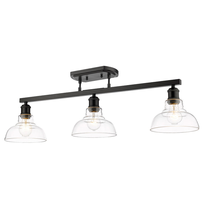 Golden 0305-LP BLK-CLR Three Light Linear Pendant, Matte Black