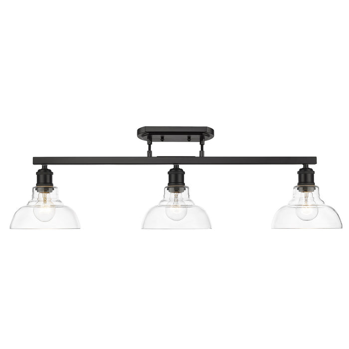Golden 0305-LP BLK-CLR Three Light Linear Pendant, Matte Black