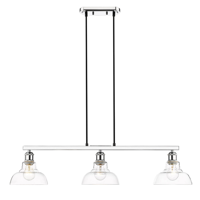 Golden 0305-LP CH-CLR Three Light Linear Pendant, Chrome