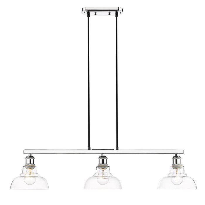 Golden 0305-LP CH-CLR Three Light Linear Pendant, Chrome