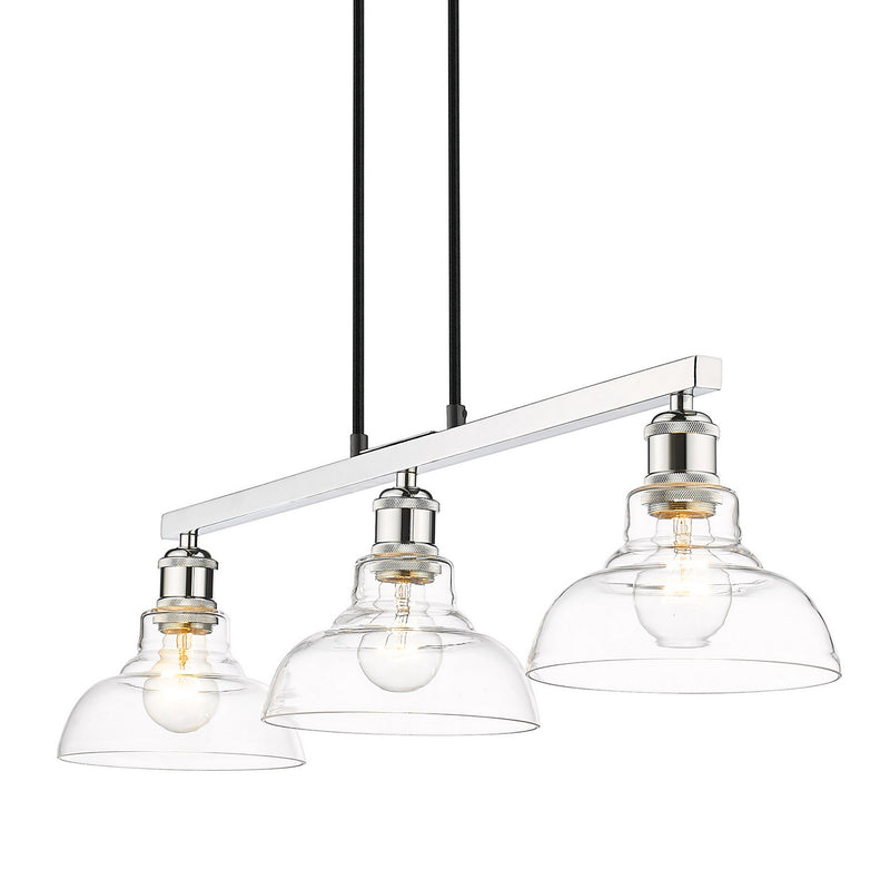 Golden 0305-LP CH-CLR Three Light Linear Pendant, Chrome